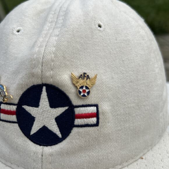 NASM National Air And Space Museum Hat Cap Adjustable White American Star W Pins - Picture 2 of 6